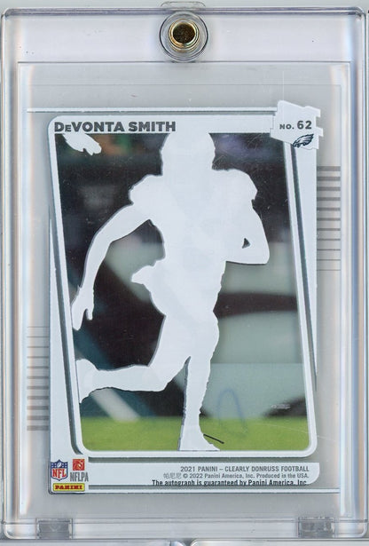 2021 Panini Clearly Donruss Devonta Smith #62 Auto Rookie RC Football Card