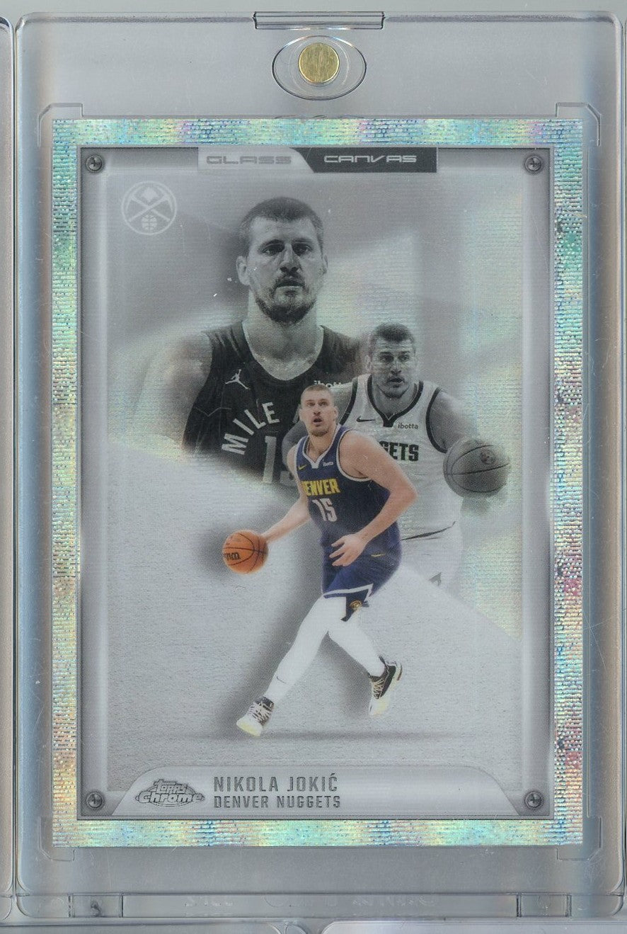 2025 Topps Chrome Glass Canvas Nikola Jokic #GC2 CREASED Denver Nuggets Basketball Card