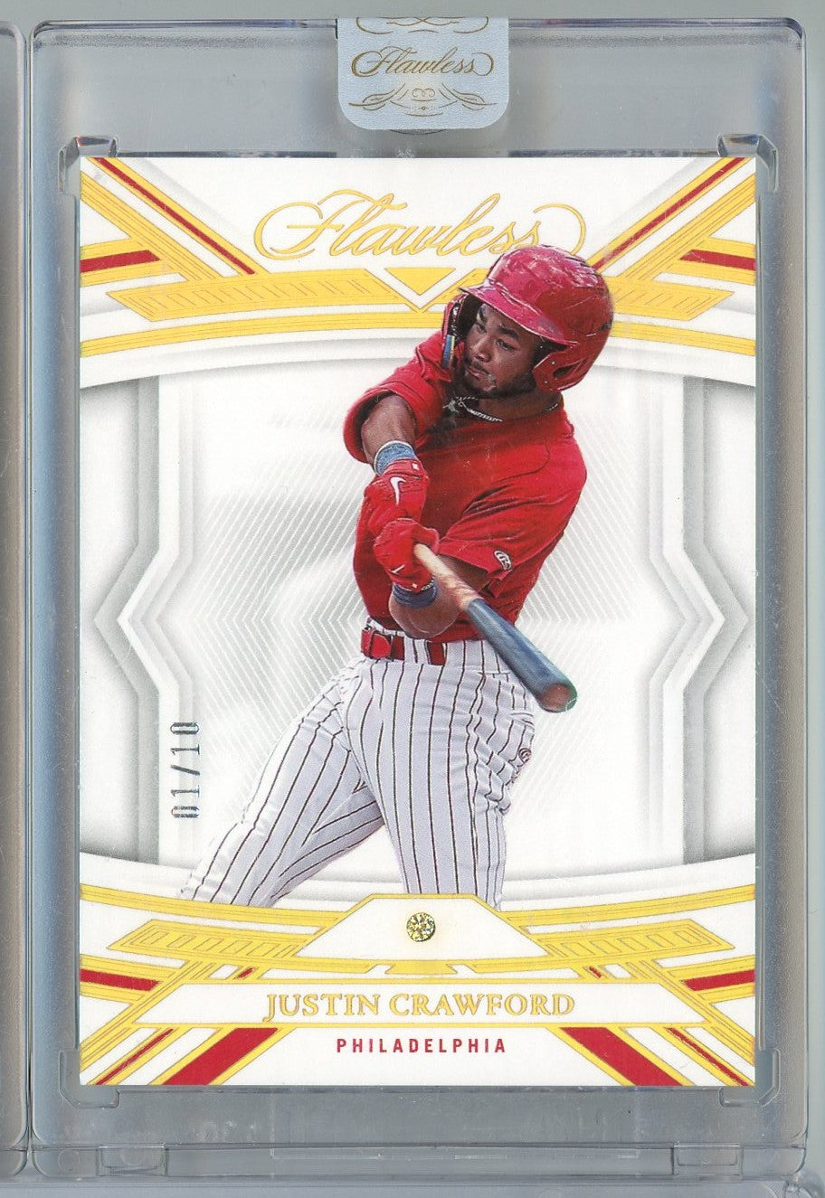 2023 Panini Flawless Justin Crawford #22 01/10 Yellow Diamond Rookie RC Baseball Card