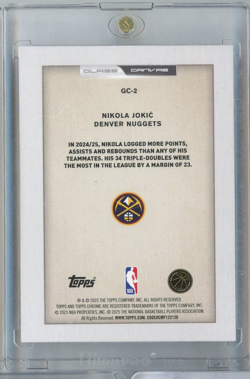 2025 Topps Chrome Glass Canvas Nikola Jokic #GC2 CREASED Denver Nuggets Basketball Card