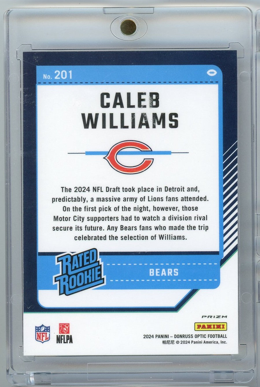 2024 Panini Donruss Optic Caleb Williams #201 100 Emoji Rookie RC Football Card