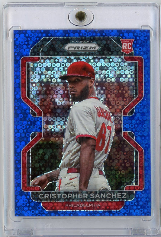 2022 Panini Prizm Cristopher Sanchez #219 /199 Blue Donut Circles Philadelphia Phillies Rookie RC Baseball Card