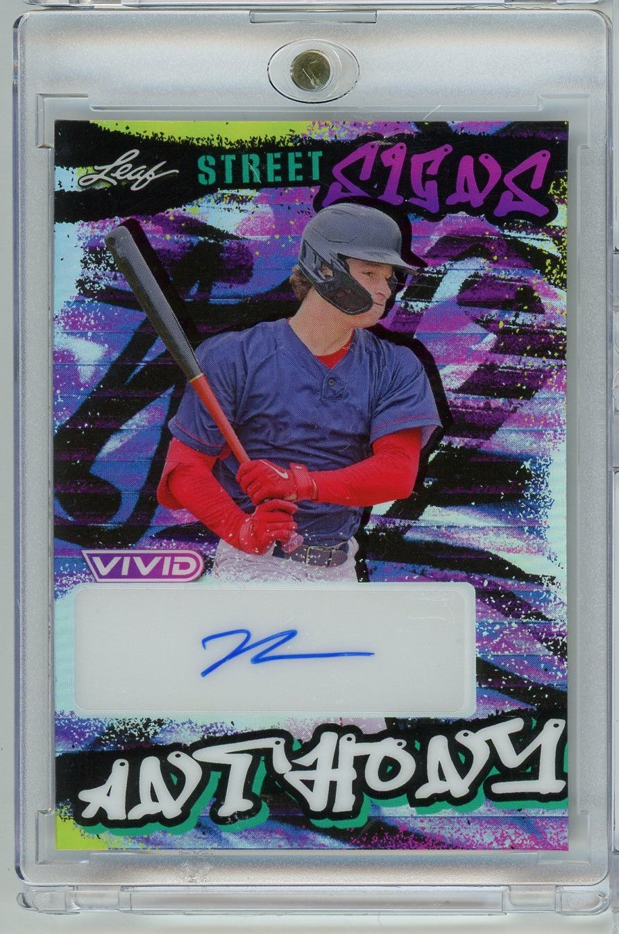 2023 Leaf Vivid Street Signs Roman Anthony #SSRA1 /10 Auto Rookie RC Baseball Card