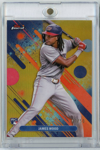 2025 Topps Finest James Wood #100 Gold Refractor /50 Rookie RC Baseball Card
