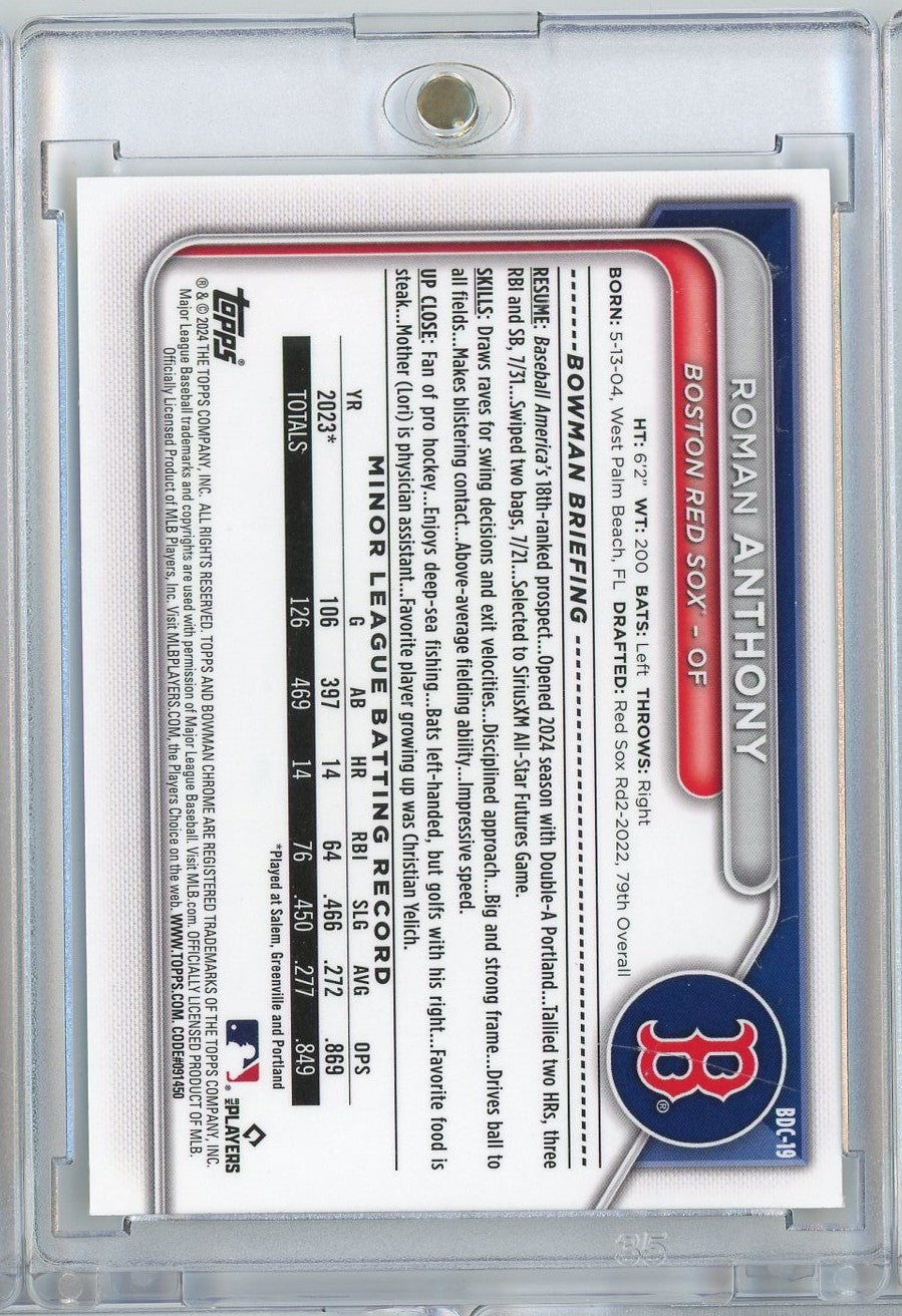2024 Bowman Chrome Roman Anthony #BDC19 /50 Gold Refractor Boston Red Sox Rookie RC Baseball Card