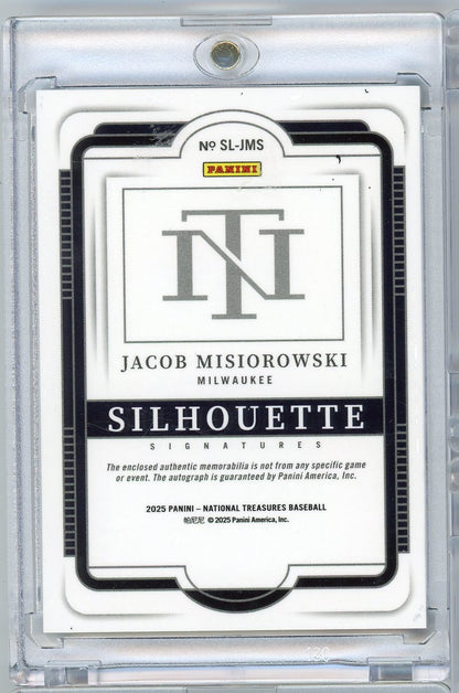 2025 Panini National Treasures Jacob Misiorowski #SLJMS /49 Silhouette Signatures Milwaukee Brewers Rookie RC Baseball Card