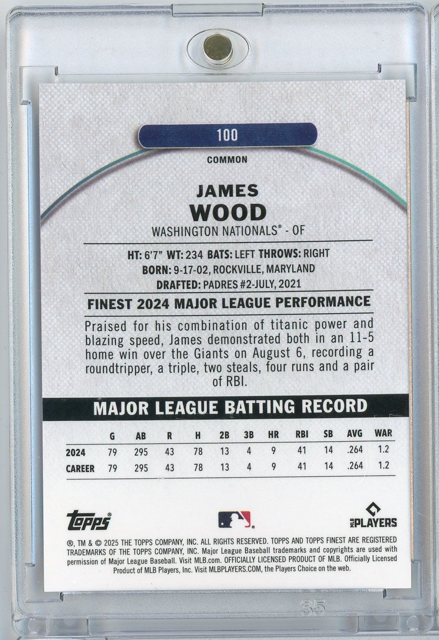 2025 Topps Finest James Wood #100 Gold Refractor /50 Rookie RC Baseball Card