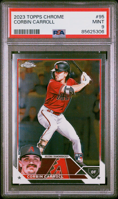 Graded 2023 Topps Chrome Corbin Carroll #95 Rookie RC Baseball Card PSA 9 Mint