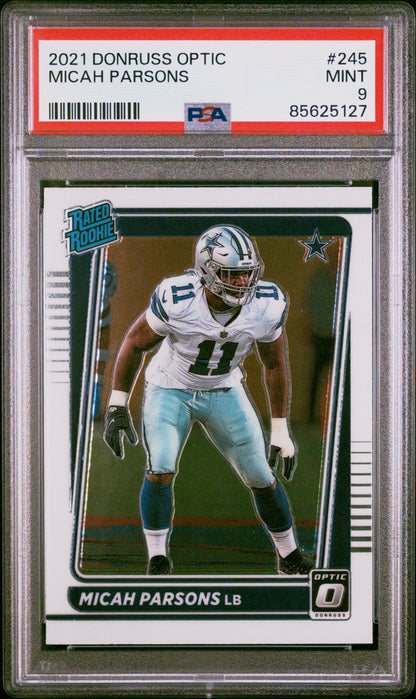 Graded 2021 Panini Donruss Optic Micah Parsons #245 Rookie RC Football Card PSA 9 Mint
