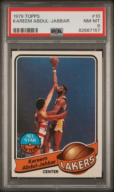 Graded 1979 Topps Kareem Abdul-Jabbar #10 Basketball Card PSA 8 NM-MT