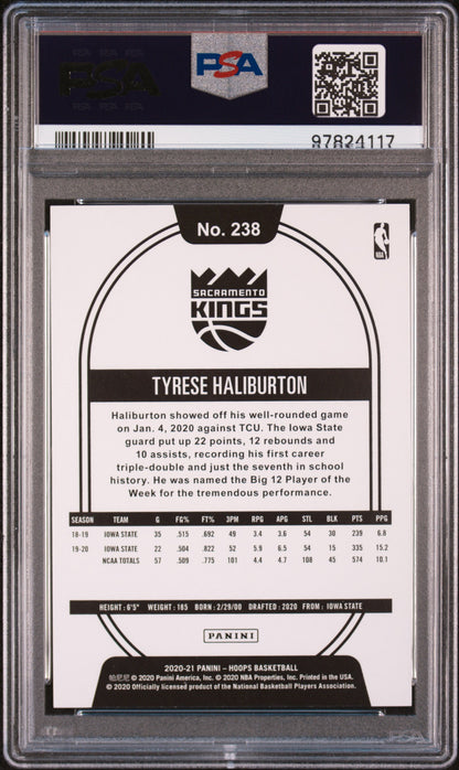 Graded 2020-21 Panini Hoops Tyrese Haliburton #238 Winter Rookie RC Basketball Card PSA 10 Gem Mint