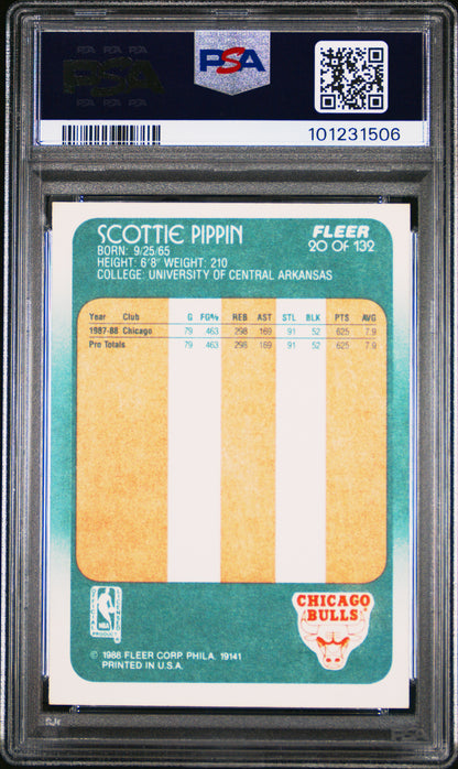 Graded 1988 Fleer Scottie Pippen #20 Rookie RC Basketball Card PSA 9 Mint