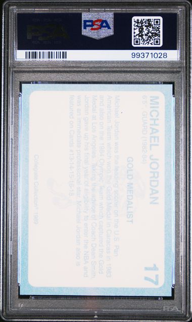Graded 1989 North Carolina Collegiate Collection Michael Jordan #17 Basketball Card PSA 10 Gem Mint