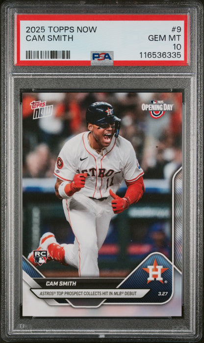 Graded 2025 Topps Now Cam Smith #9 Rookie RC Baseball Card PSA 10 Gem Mint