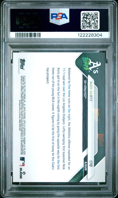 Graded 2025 Topps Now Nick Kurtz #178 Rookie RC Baseball Card PSA 9 Mint