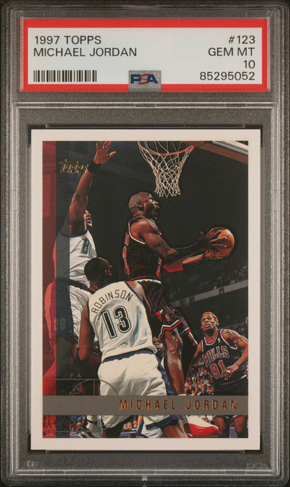Graded 1997 Topps Michael Jordan #123 Basketball Card PSA 10 Gem Mint