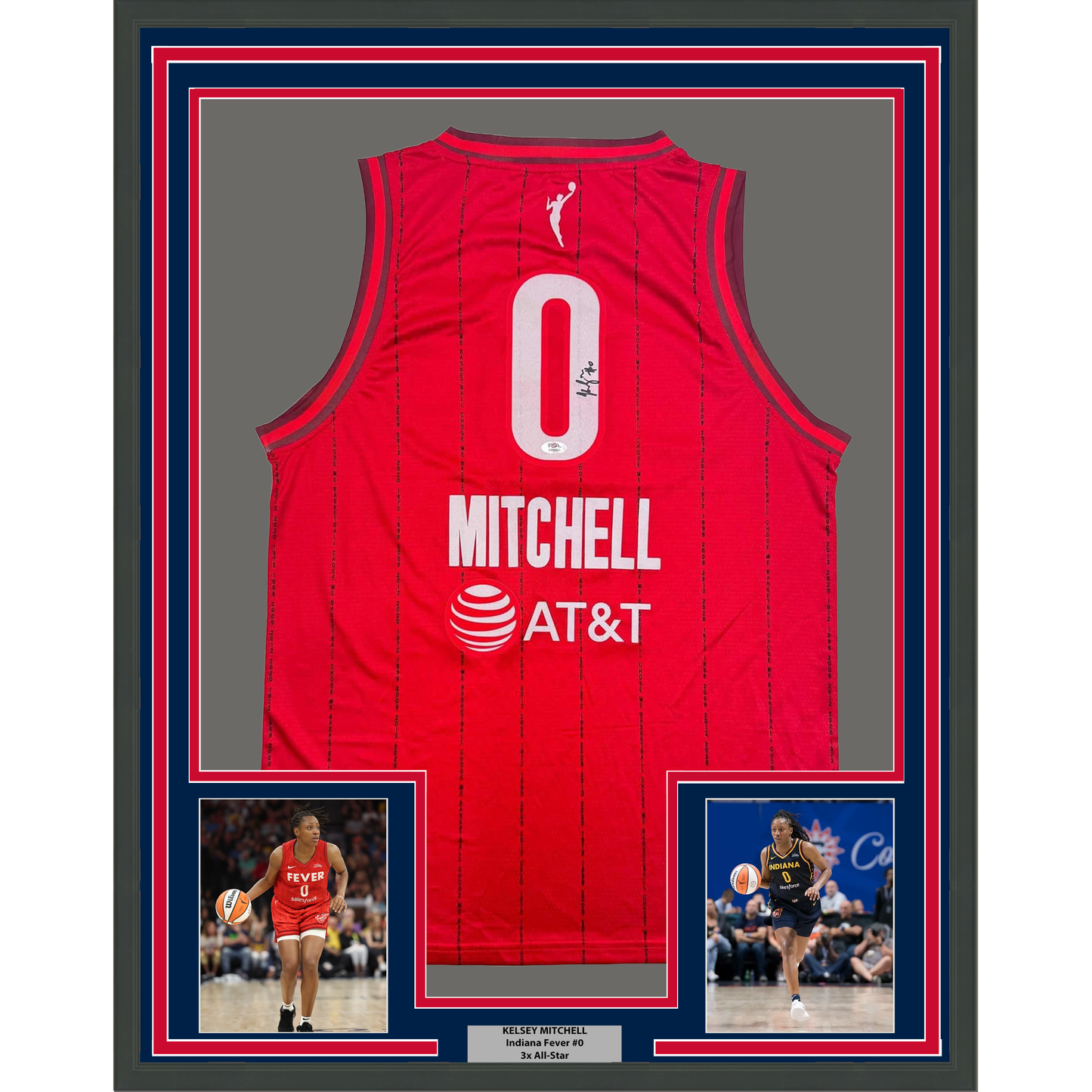 Framed Autographed/Signed Kelsey Mitchell 35x39 Indiana Red Basketball Jersey PSA COA