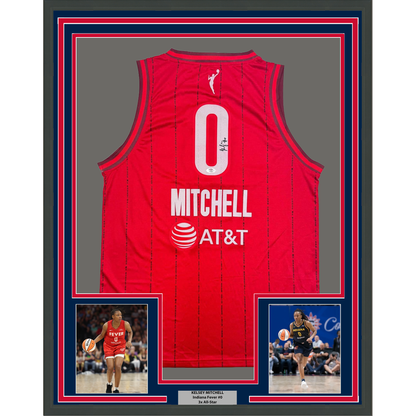 Framed Autographed/Signed Kelsey Mitchell 35x39 Indiana Red Basketball Jersey PSA COA