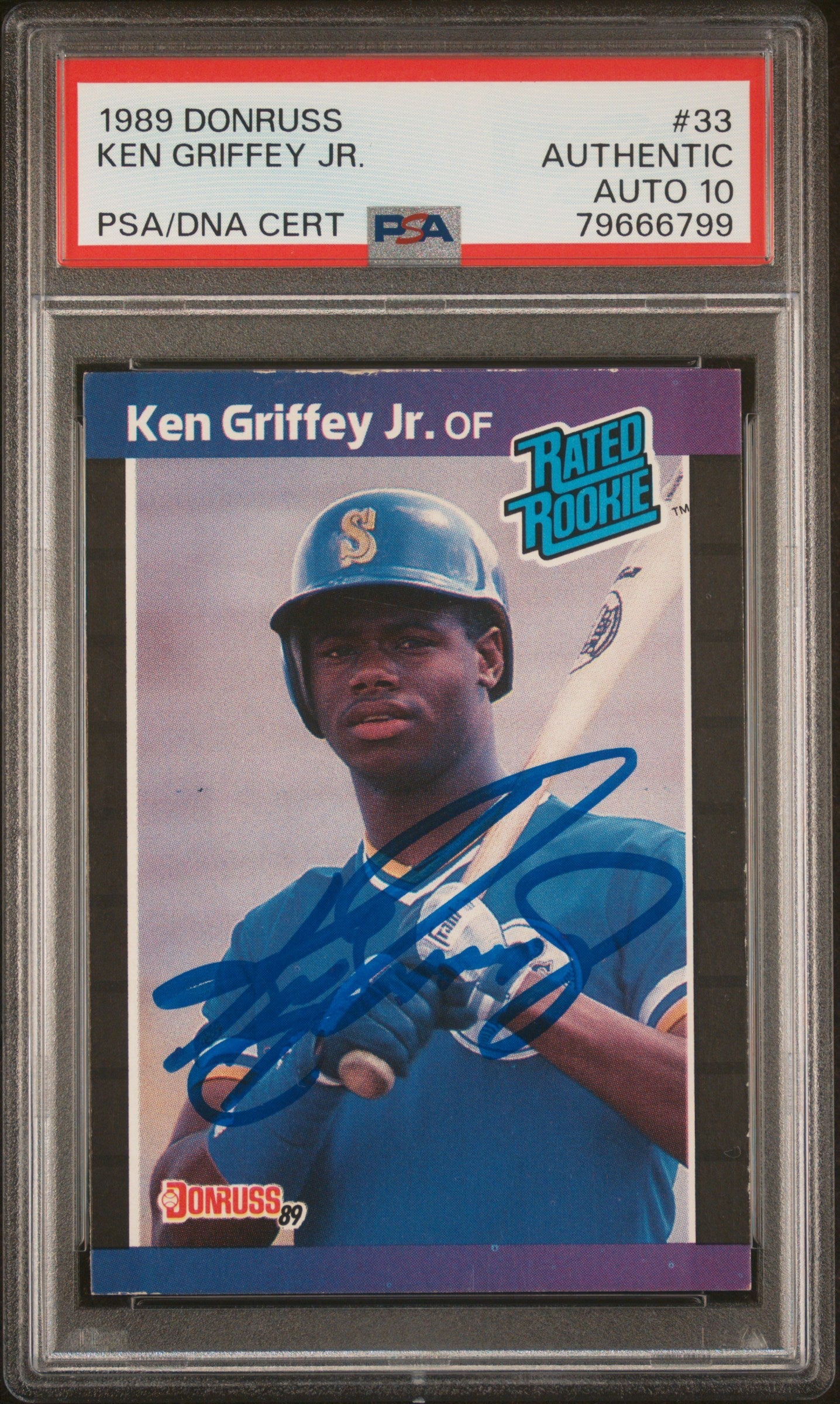 Graded 1989 Donruss Ken Griffey Jr. #33 Rookie RC Baseball Card PSA 10 Auto Grade Gem Mint