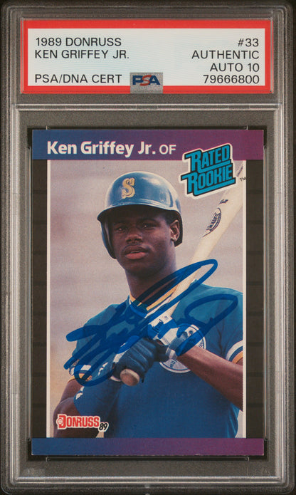 Graded 1989 Donruss Ken Griffey Jr. #33 Rookie RC Baseball Card PSA 10 Auto Grade Gem Mint
