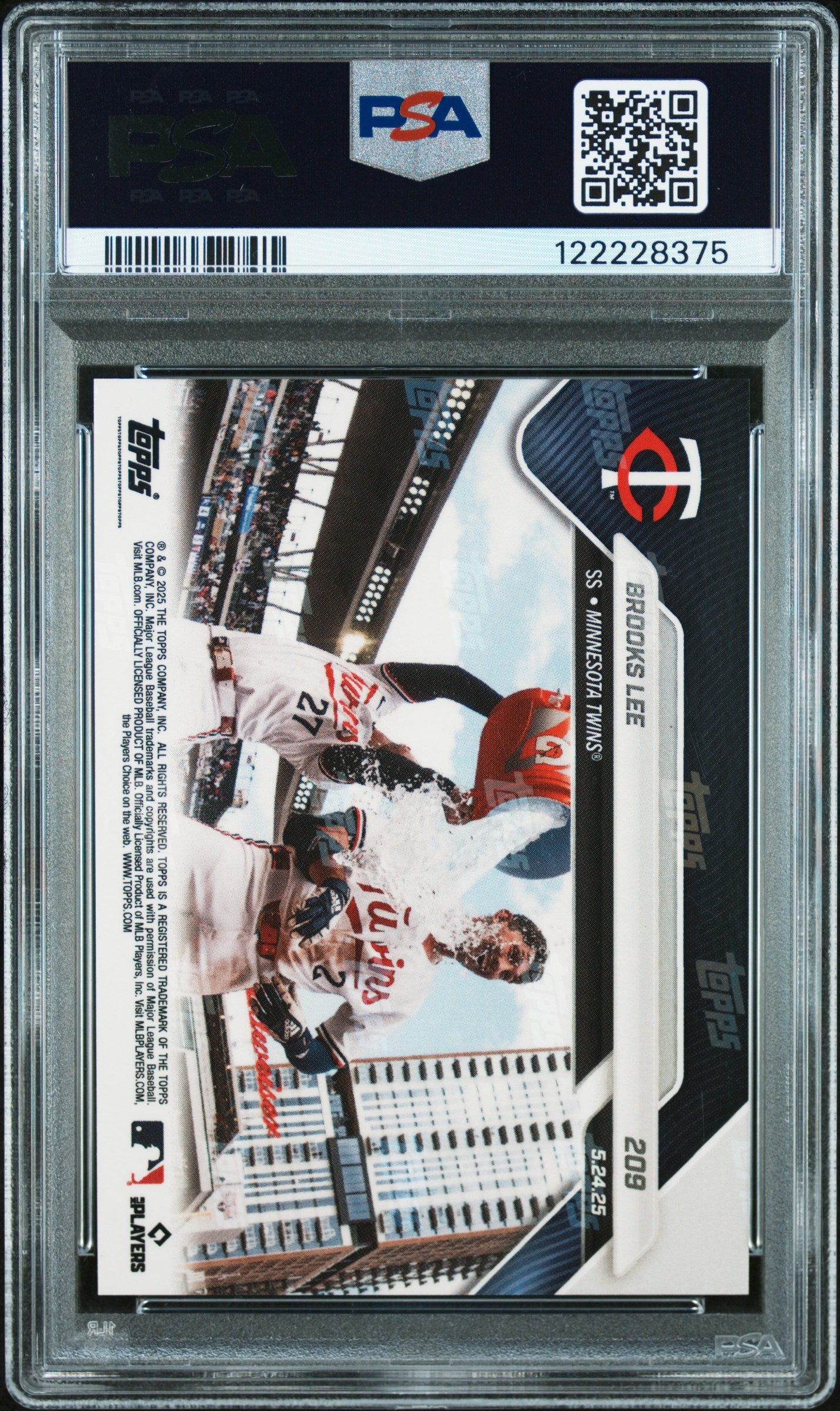 Graded 2025 Topps Now Brooks Lee #209 Black Foil /10 Rookie RC Baseball Card PSA 9 Mint