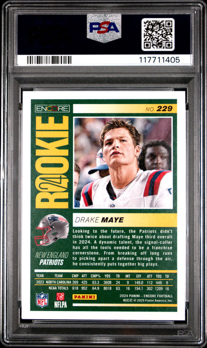 Graded 2024 Panini Encore Drake Maye #229 Rookie RC Football Card PSA 7 Near Mint