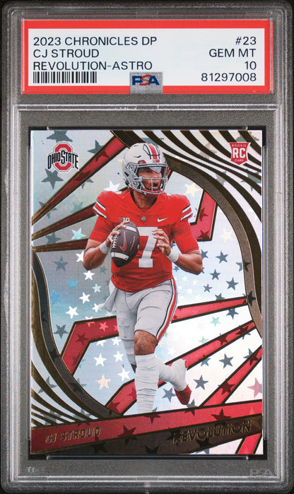 Graded 2023 Panini Chronicles DP CJ Stroud #23 Revolution Astro Rookie RC Football Card PSA 10 Gem Mint