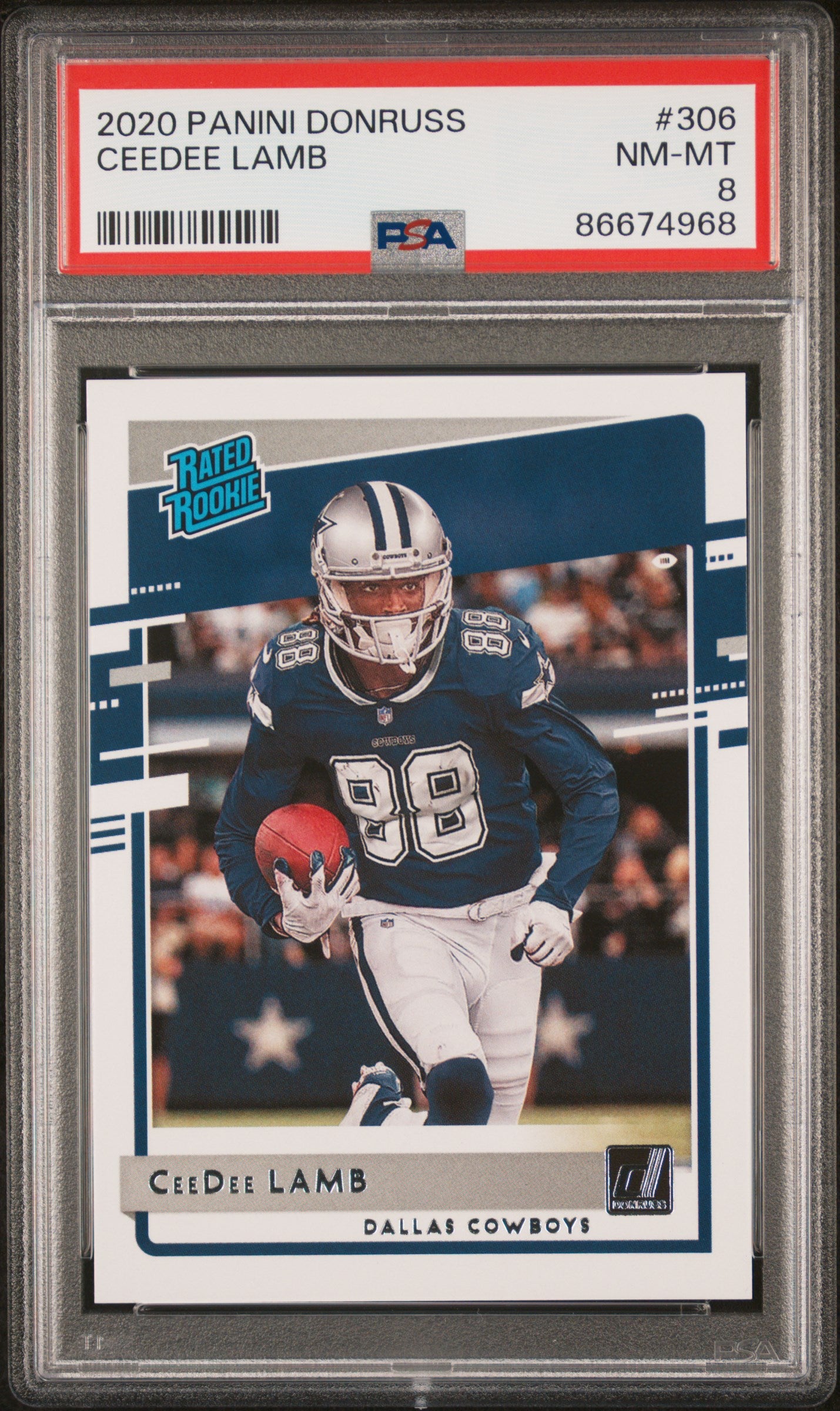Graded 2020 Panini Donruss CeeDee Lamb #306 Rookie RC Football Card PSA 8 Near Mint