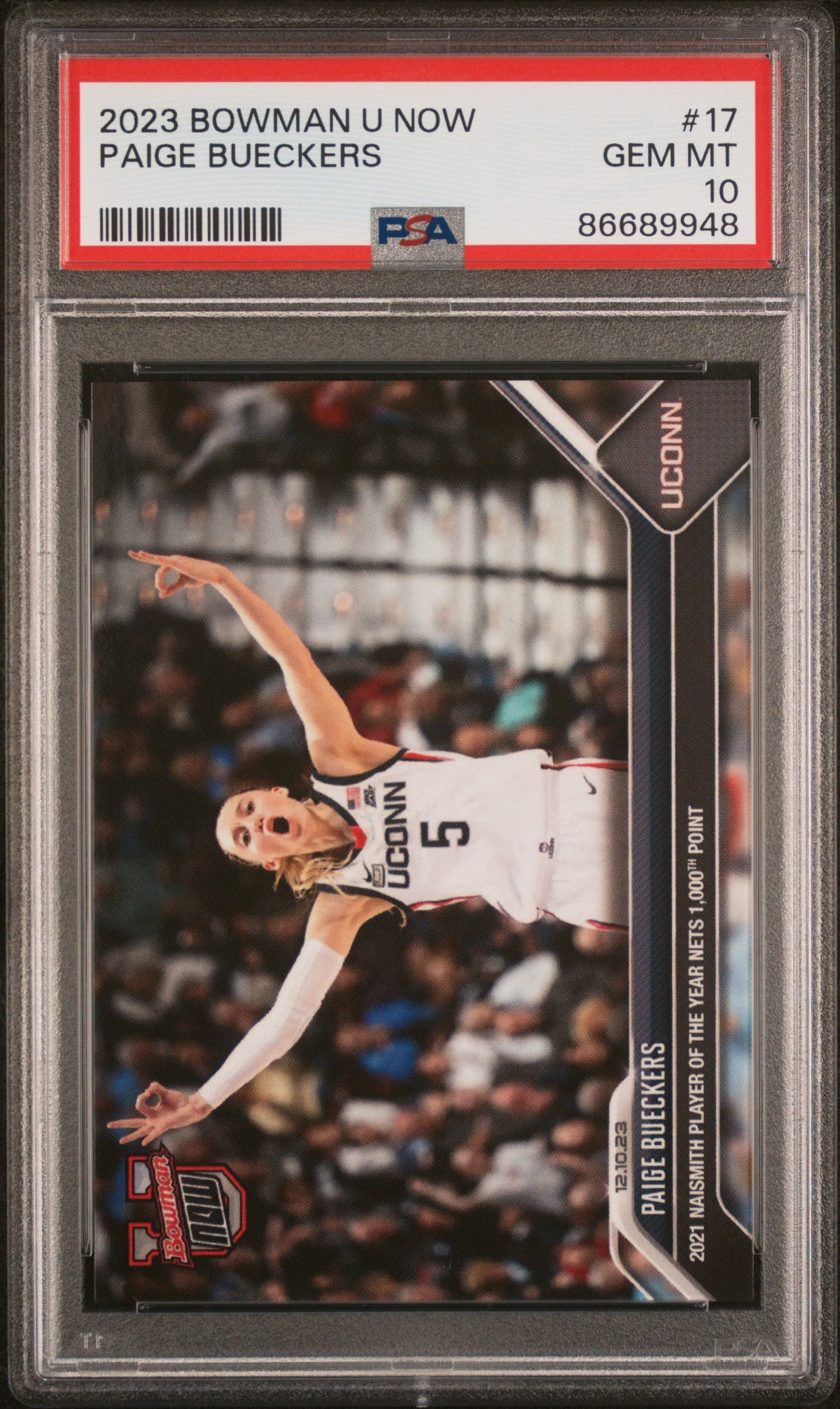 Graded 2023 Topps Bowman U Now Paige Bueckers #17 Rookie RC Basketball Card PSA 10 Gem Mint