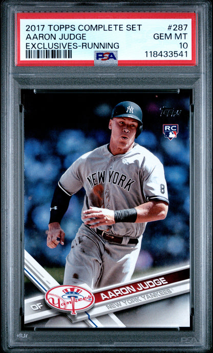 Graded 2017 Topps Complete Set Aaron Judge #287 Exclusives Running Rookie RC Baseball Card PSA 10 Gem Mint