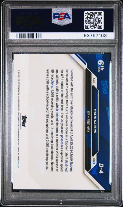 Graded 2024 Topps Now Malik Nabers #D4 Rookie RC Football Card PSA 10 Gem Mint