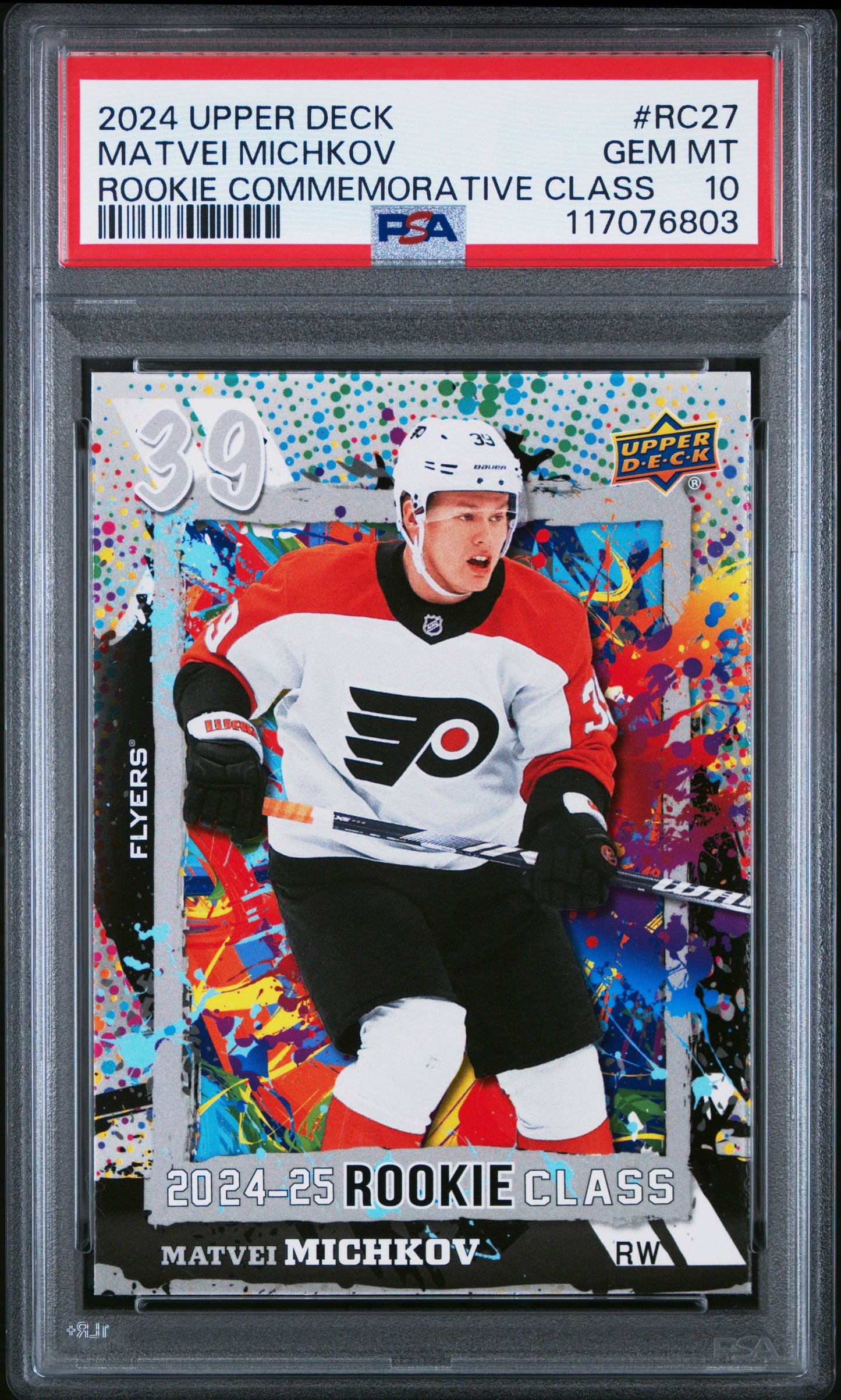 Graded 2024 Upper Deck Matvei Michkov #RC27 Rookie Commemorative Class Rookie RC Hockey Card PSA 10 Gem Mint