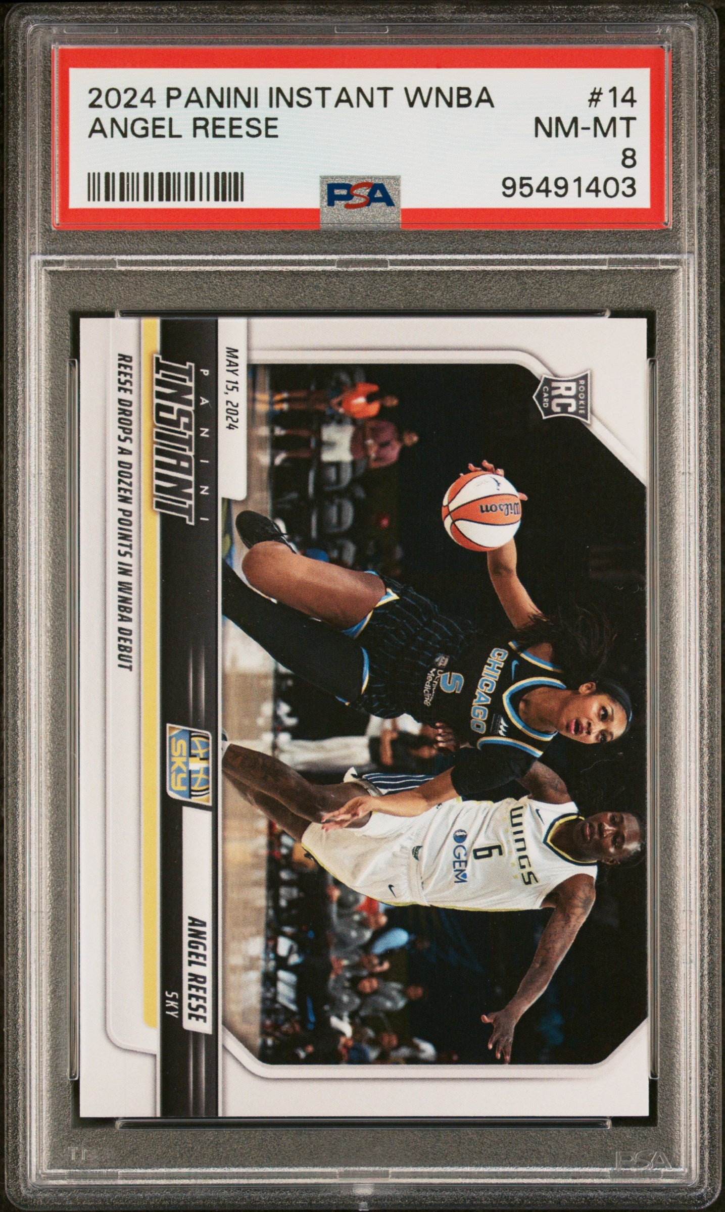 Graded 2024 Panini Instant WNBA Angel Reese #14 Rookie RC Basketball Card PSA 8 Near Mint