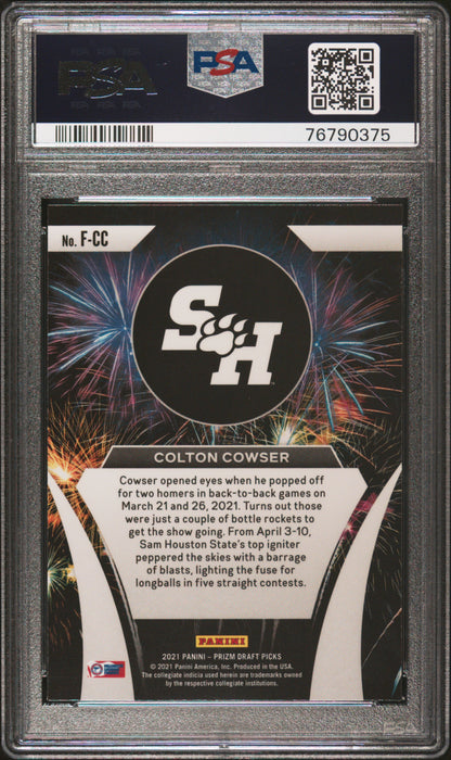 Graded 2021 Panini Prizm Draft Picks Colton Cowser #FCC Fireworks Rookie RC Baseball Card PSA 10 Gem Mint