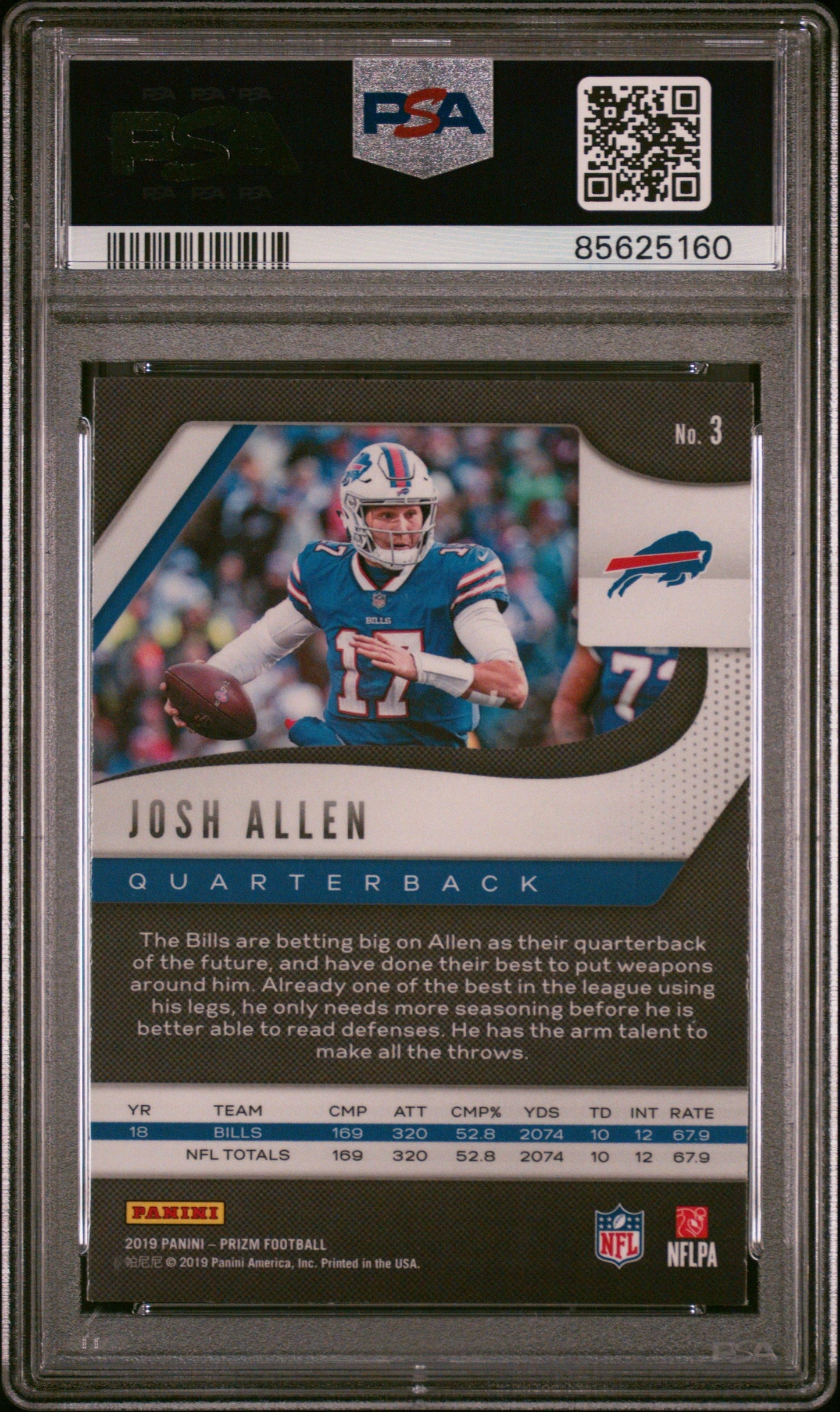 Graded 2019 Panini Prizm Josh Allen #3 Football Card PSA 10 Gem Mint