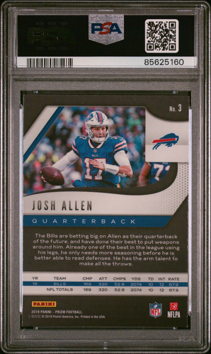 Graded 2019 Panini Prizm Josh Allen #3 Football Card PSA 10 Gem Mint