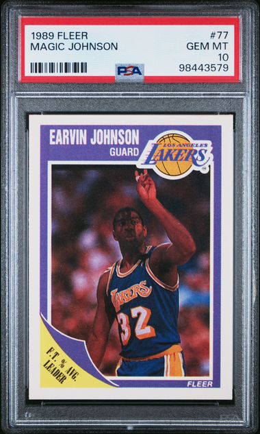 Graded 1989 Fleer Magic Johnson #77 Basketball Card PSA 10 Gem Mint