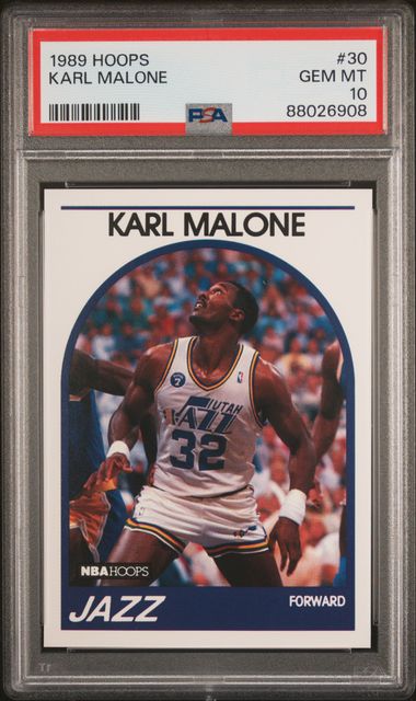 Graded 1989 Hoops Karl Malone #30 Basketball Card PSA 10 Gem Mint