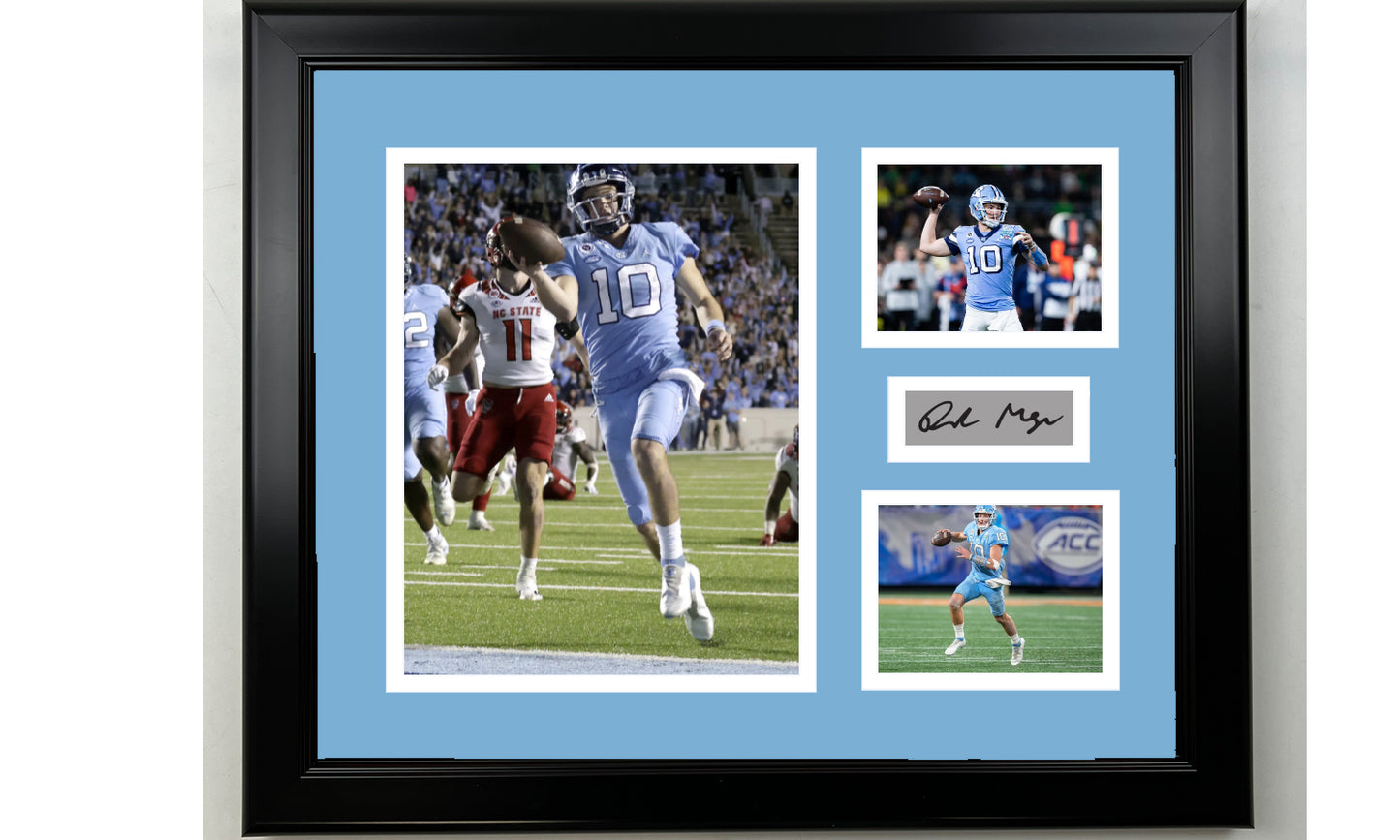 Framed Drake Maye UNC Tar Heels Facsimile Laser Engraved Signature Football 14x11 3 Photo Collage