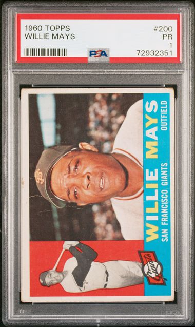 Graded 1960 Topps Willie Mays #200 Baseball Card PSA 1