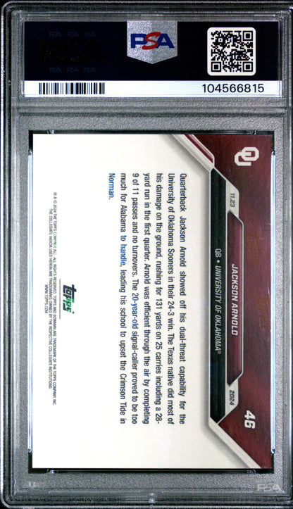 Graded 2024 Topps Bowman U Now Jackson Arnold #46 Rookie RC Football Card PSA 10 Gem Mint