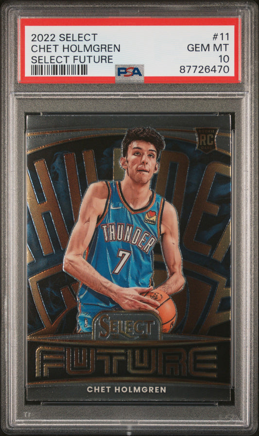 Graded 2022 Panini Select Chet Holmgren #11 Select Future Rookie RC Basketball Card PSA 10 Gem Mint