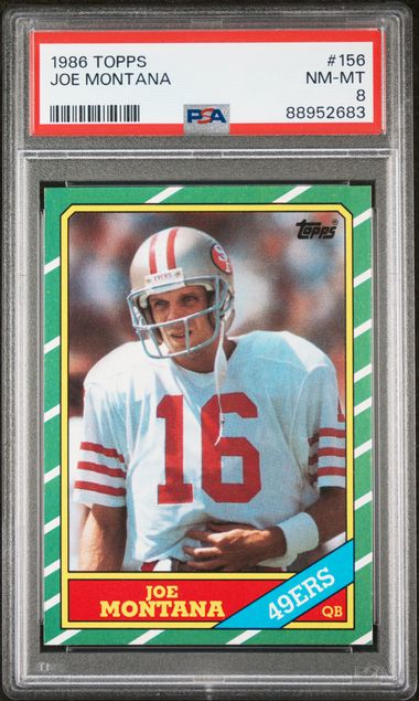 Graded 1986 Topps Joe Montana #156 Football Card PSA 8 NM-MT