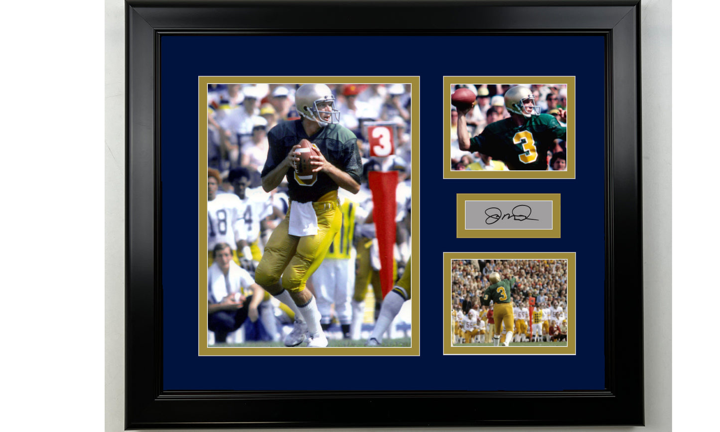 Framed Joe Montana Notre Dame Fighting Irish Facsimile Laser Engraved Signature NCAA Football 14x11 3 Photo Collage