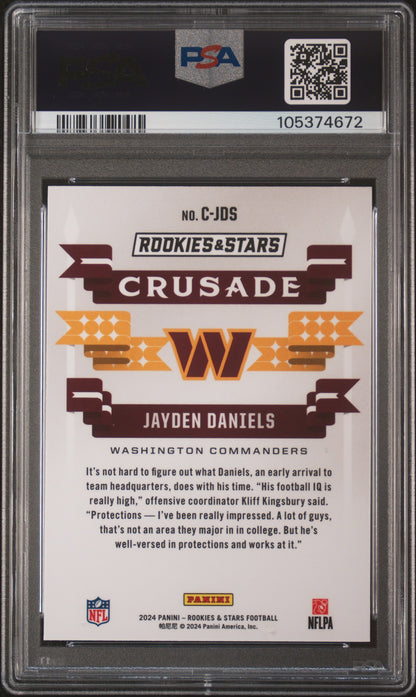 Graded 2024 Panini Rookies & Stars Jayden Daniels #CJDS Crusade Red Plaid Rookie RC Football Card PSA 10 Gem Mint