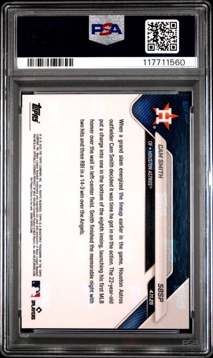 Graded 2025 Topps Now Cam Smith #58SP Rookie RC Baseball Card PSA 10 Gem Mint