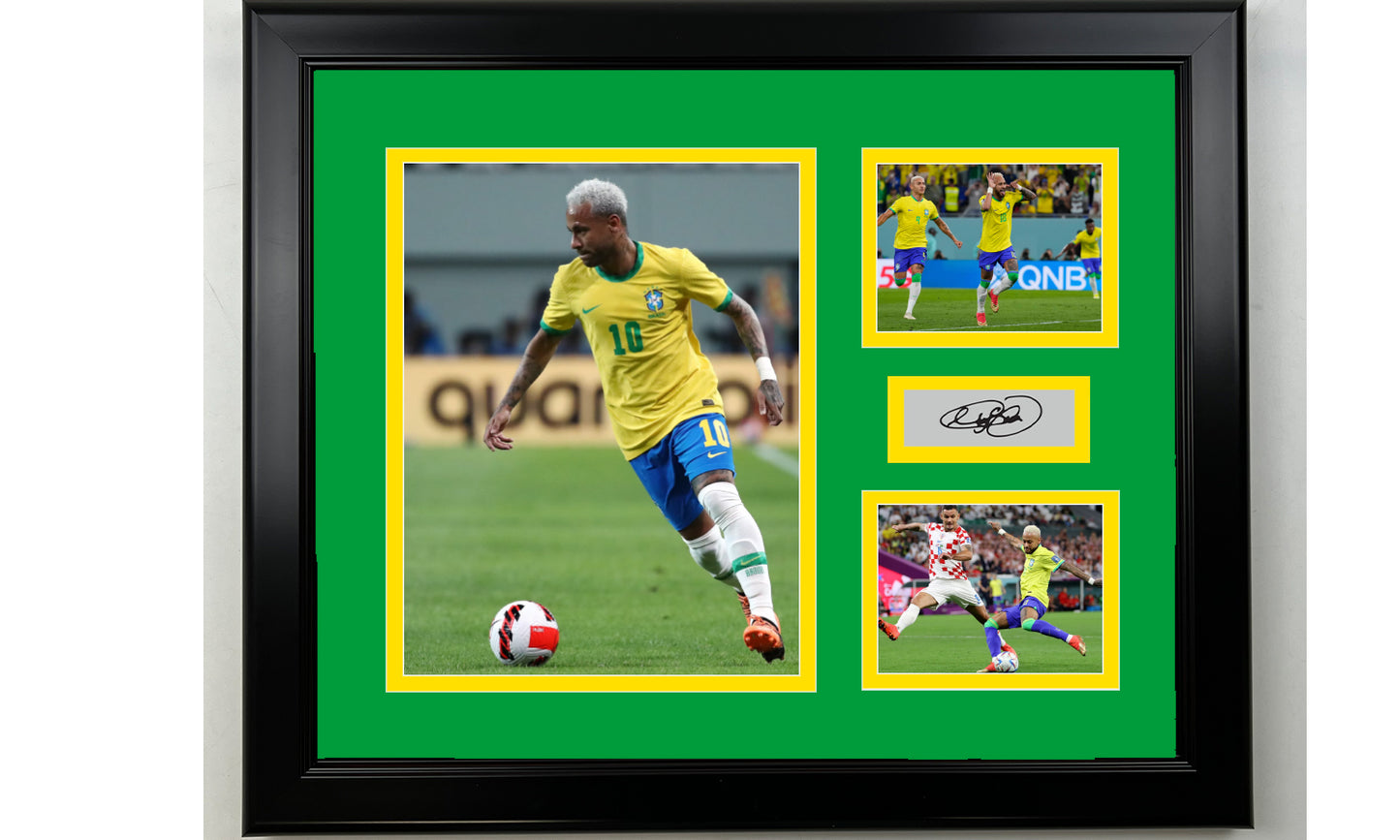 Framed Neymar Jr. Brazil Facsimile Laser Engraved Signature 14x11 3 Photo Collage
