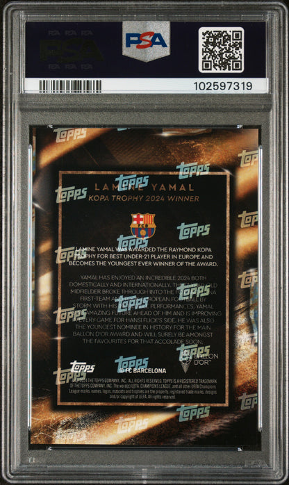 Graded 2024 Topps Now Ballon D'Or Trophy Winner Lamine Yamal Rookie RC Soccer Card PSA 9 Near Mint