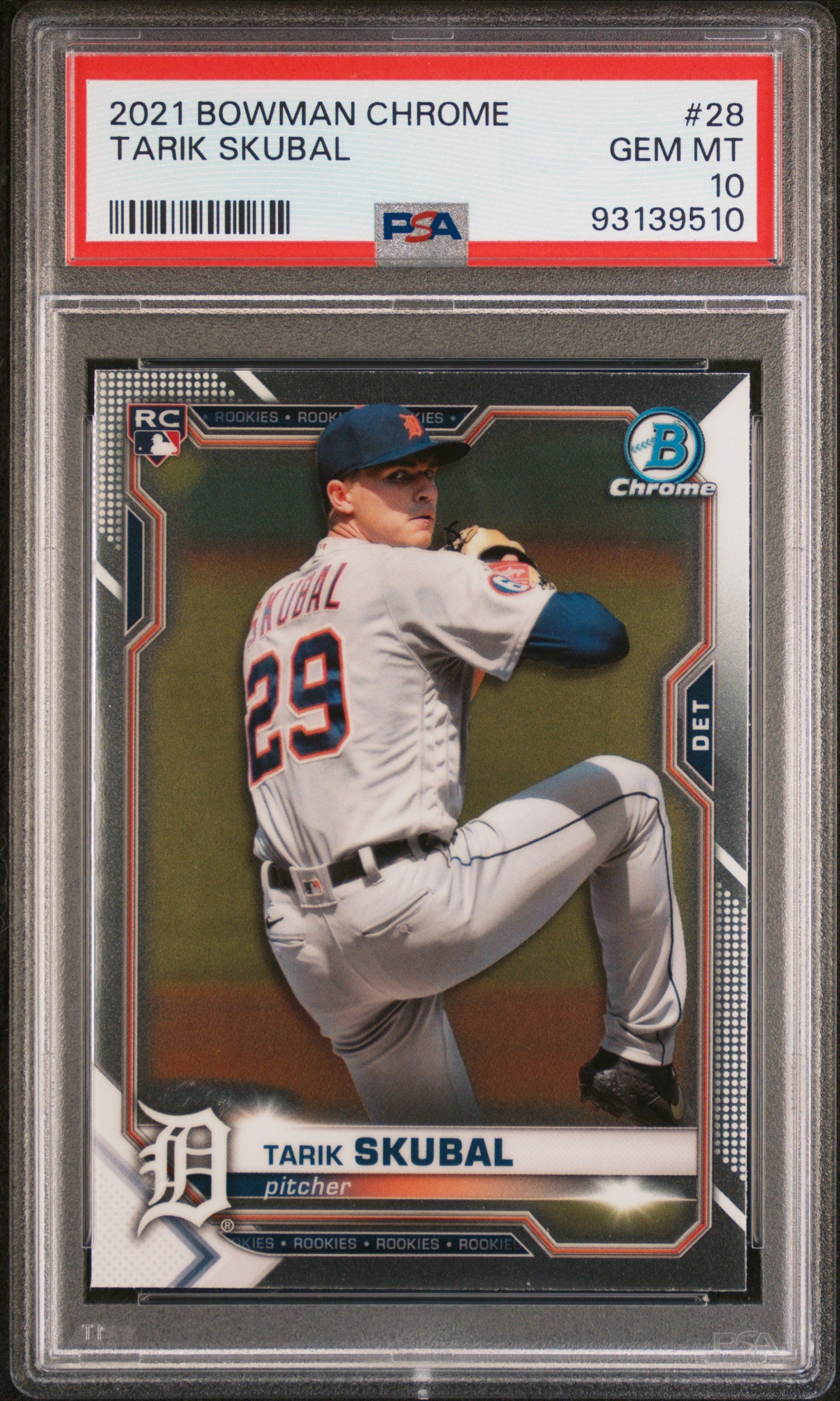 Graded 2021 Topps Bowman Chrome Tarik Skubal #28 Rookie RC Baseball Card PSA 10 Gem Mint