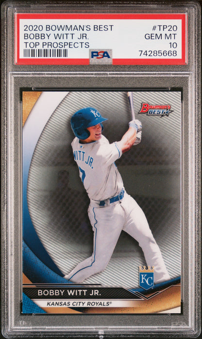 Graded 2020 Topps Bowman's Best Bobby Witt Jr. #TP20 Top Prospects Rookie RC Baseball Card PSA 10 Gem Mint